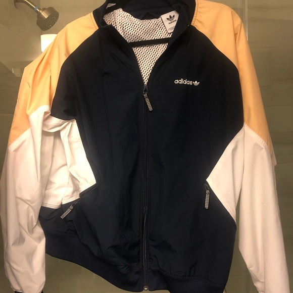 tan adidas track jacket